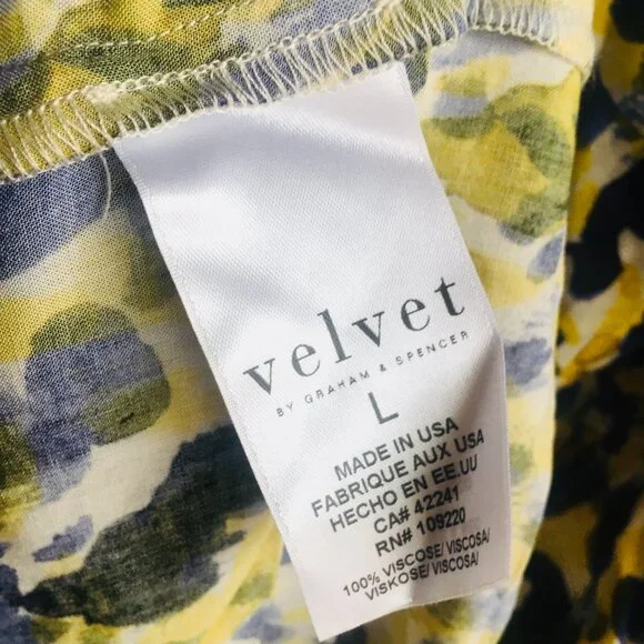 NWOT Velvet by Graham & Spencer Dress Flutter Cap Sleeve Abstract Print Yellow L - Picture 6 of 12